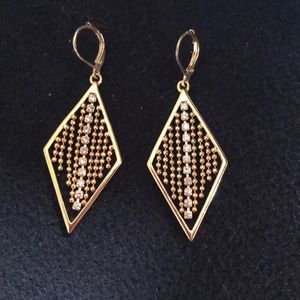 Joan Rivers Triangle Dangle Earrings w/Crystals